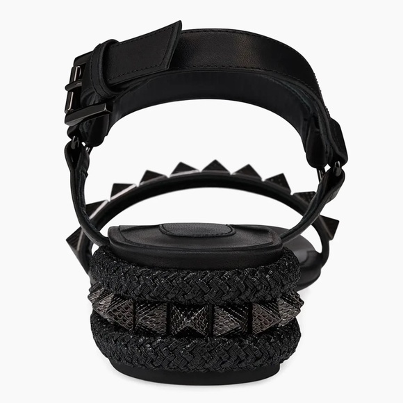 Christian Louboutin Pyrasand 30 Black Leather Block Heel Ankle Strap Sandal 35.5 - Picture 14 of 16